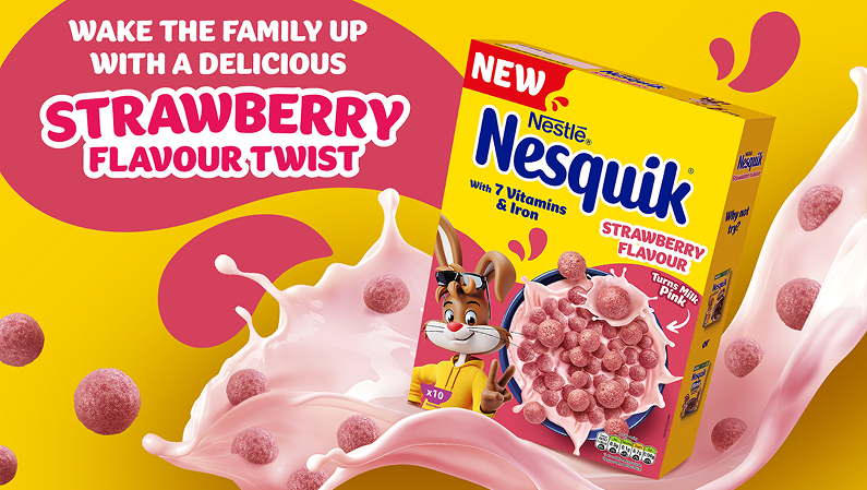 New Nesquik® Strawberry Flavour Breakfast Cereal