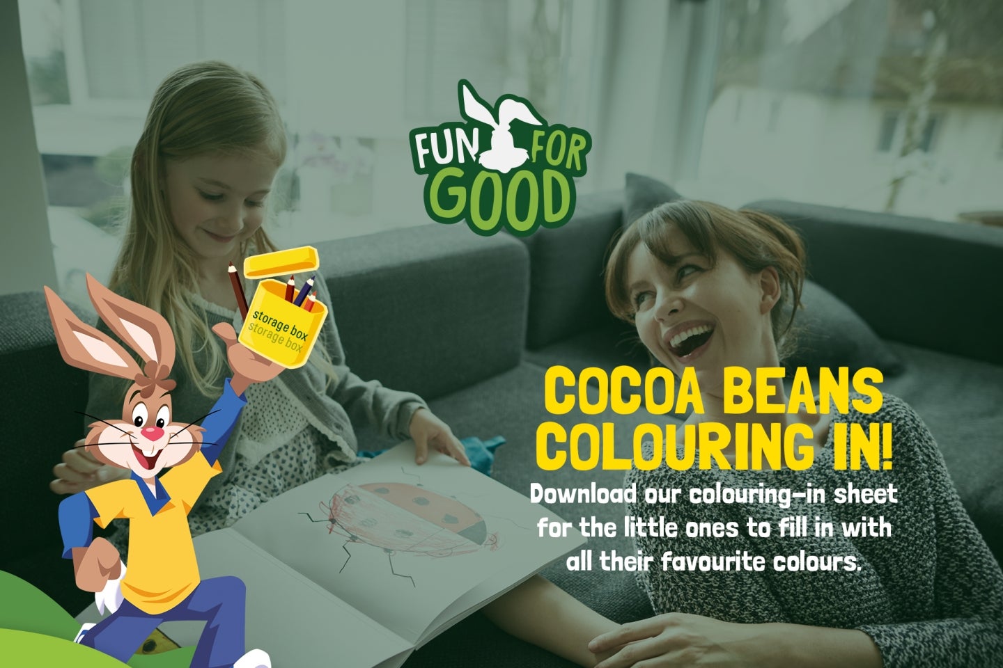 Nesquik Fun For Good Cocoa Beans Colouring In Image with Quicky the Bunny
