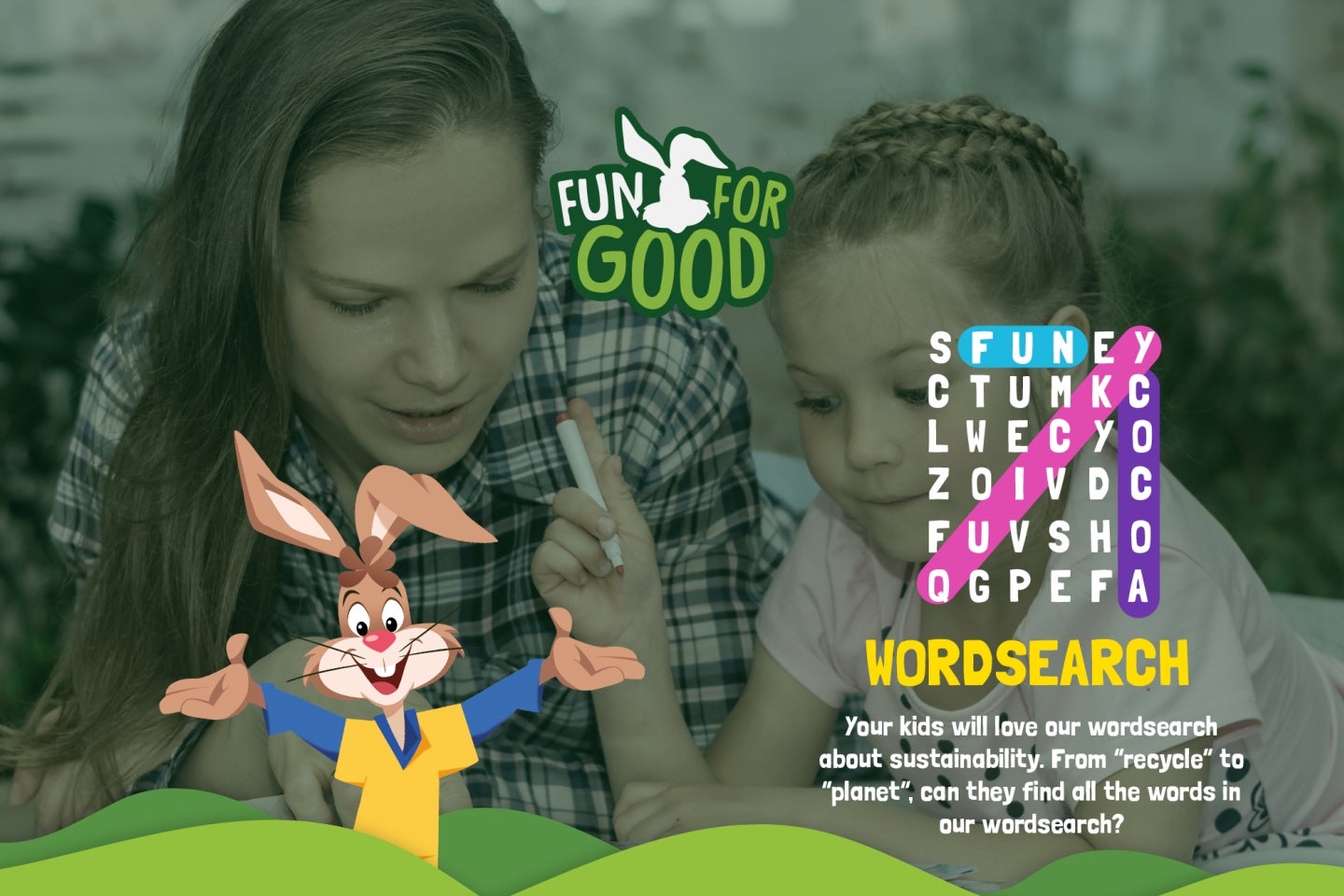 Nesquik Fun For Good Wordsearch Image with Quicky the Bunny