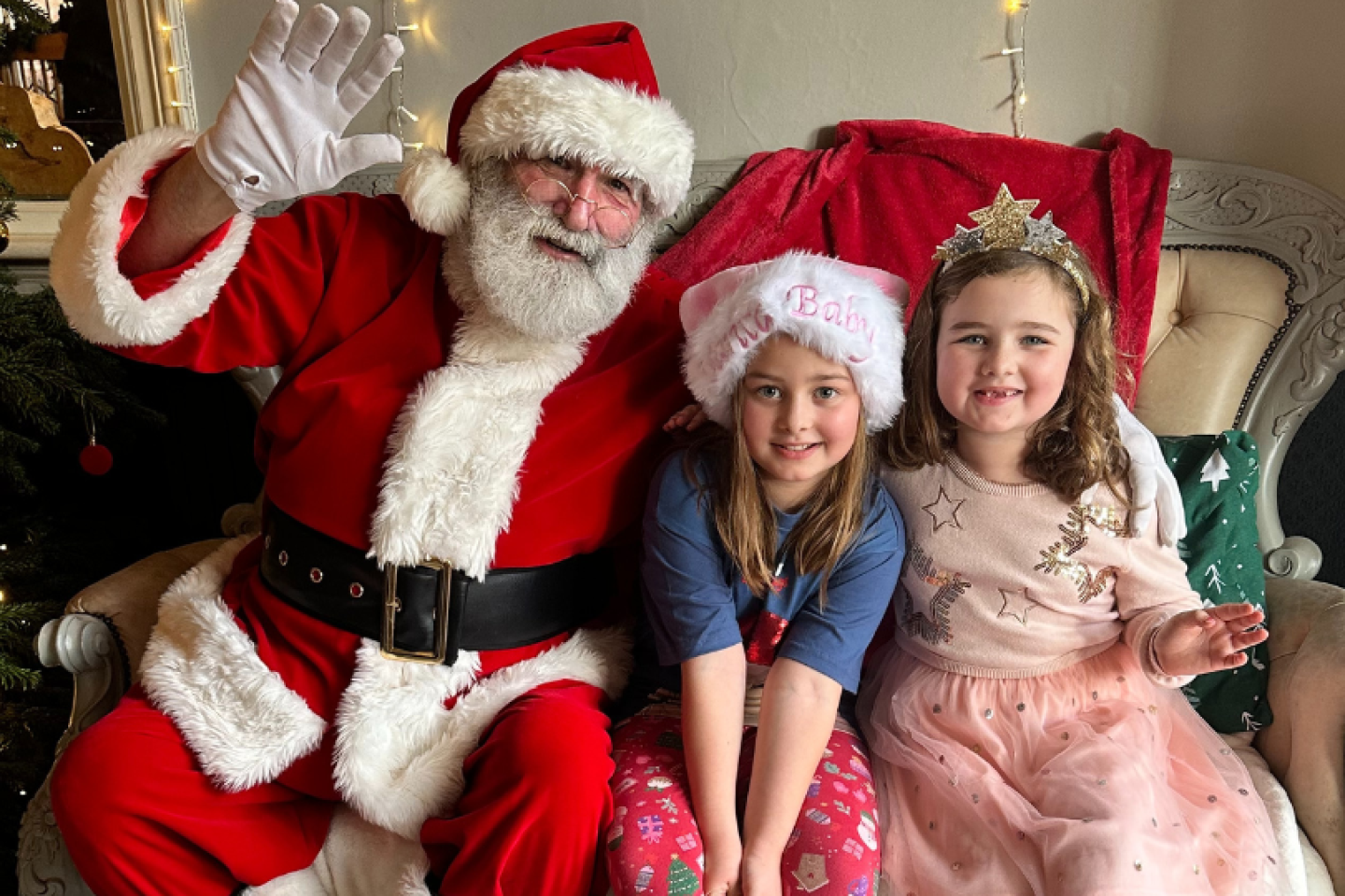 Christmas image with children and santa Christmas image with children and santa