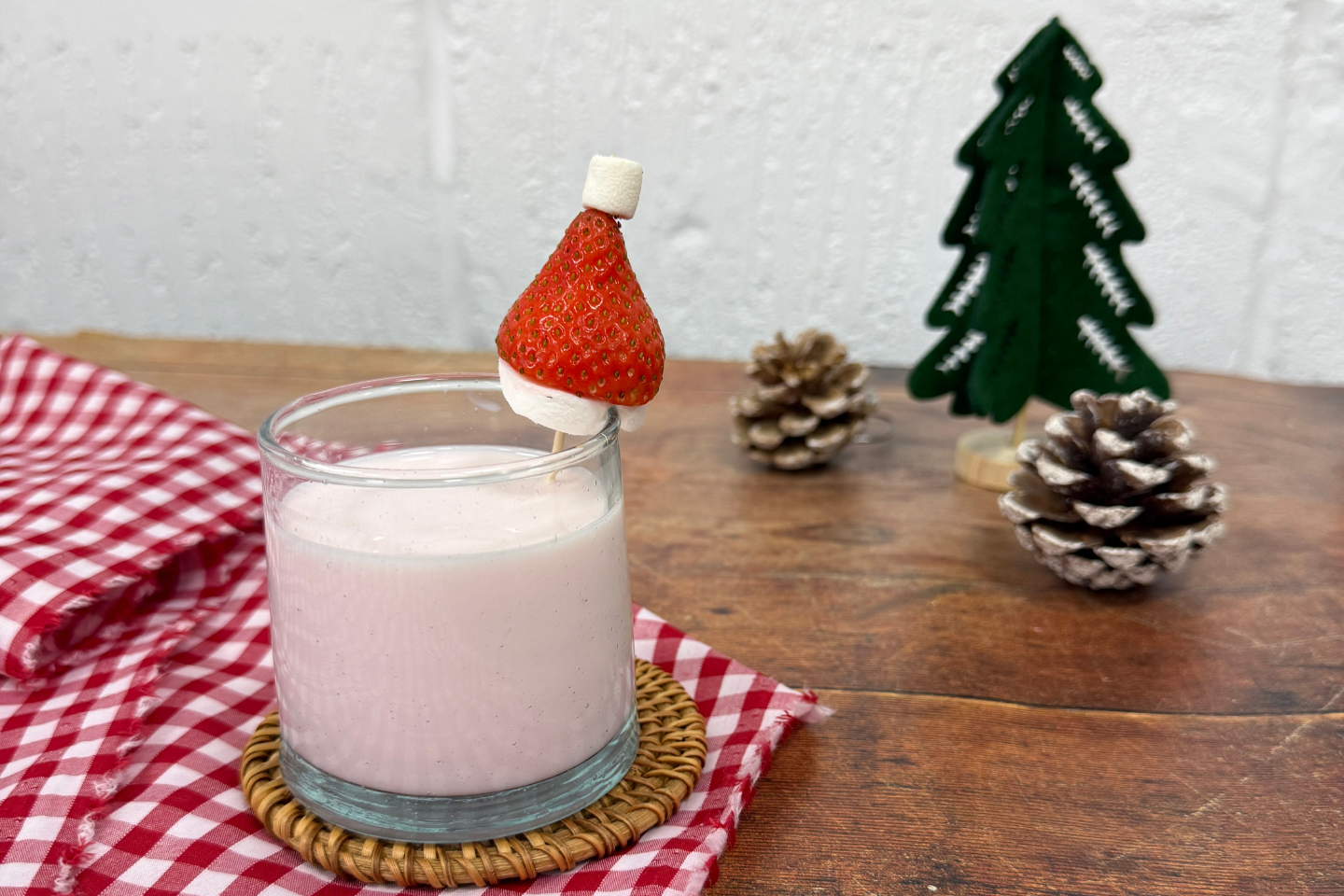 Santa's hat strawberry milkshake Santa's hat strawberry milkshake
