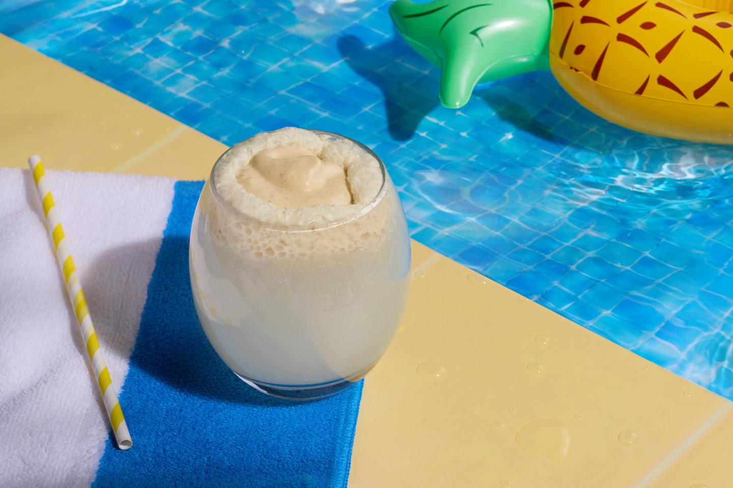 Banana float iced drink by the pool Banana float iced drink by the pool