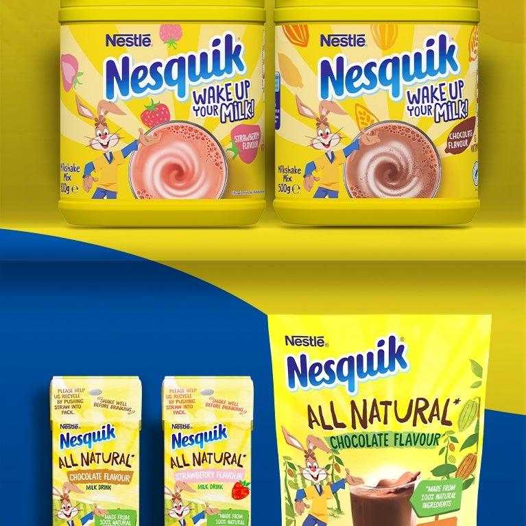 Nesquik packaging on shelf