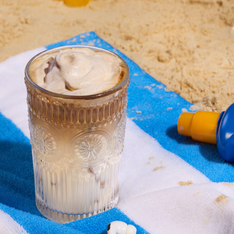 Iced banana bread latte