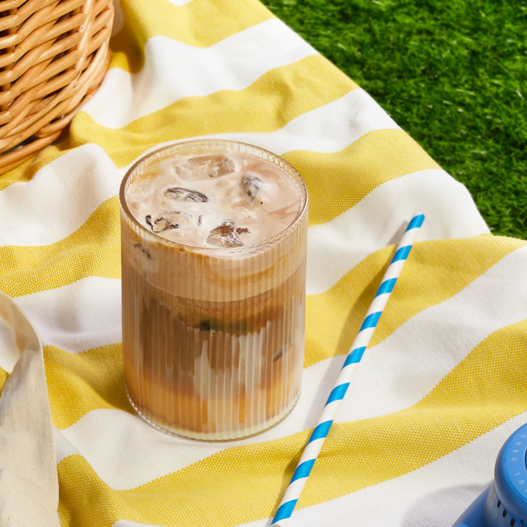 Iced white mocha with chocolate cold foam Iced white mocha with chocolate cold foam