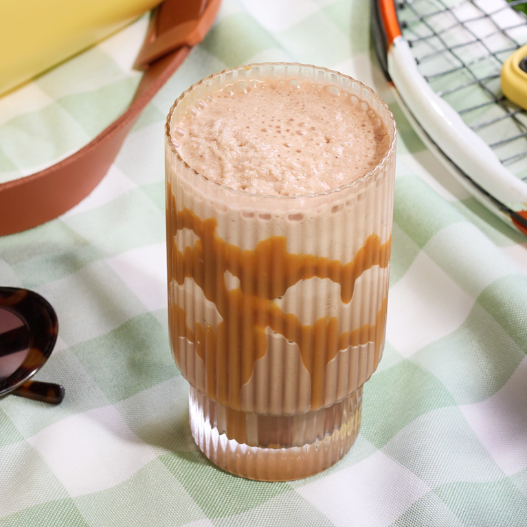 Mocha Frappucino on picnic blanket Mocha Frappucino on picnic blanket