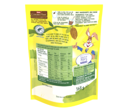 all-nat-powder-back.png Nesquik all natural chocolate milkshake powder 168g paper pouch