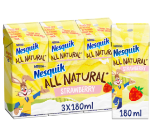 Nesquik All Natural Strawberry Milk Cartons