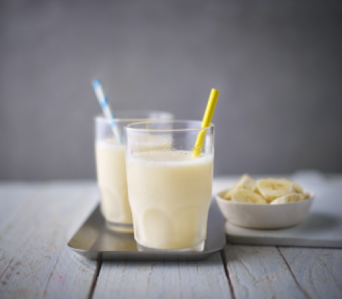 Nesquik banana milkshake in glass