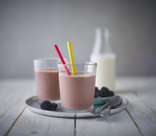Nesquik chocolate milkshake in glass