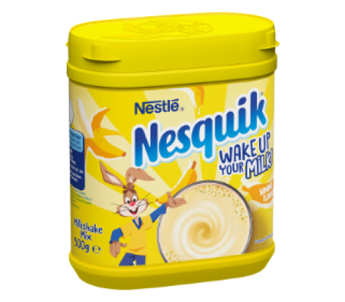 banana-tub-left-tilt.png Nesquik Banana Milkshake Powder Tub 500g