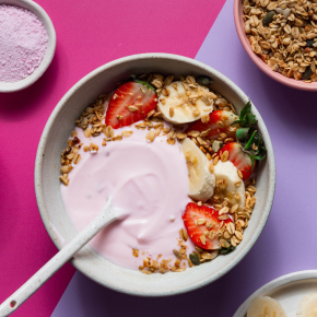 Berry colourful yoghurt bowl